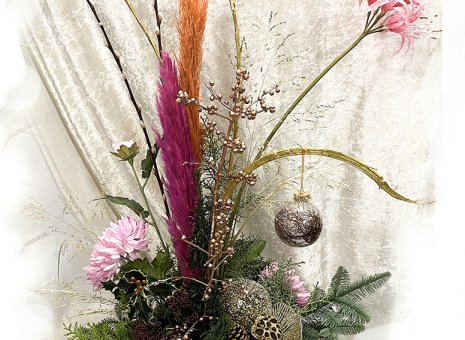 145. Kerststuk XL (pluimen)