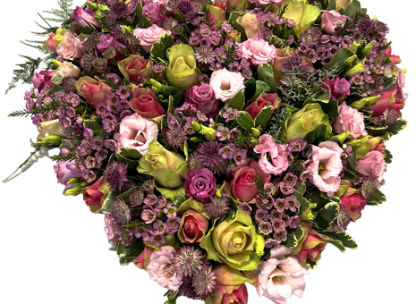 151. Rouwarrangement 'Purper Hart' (hartvorm)